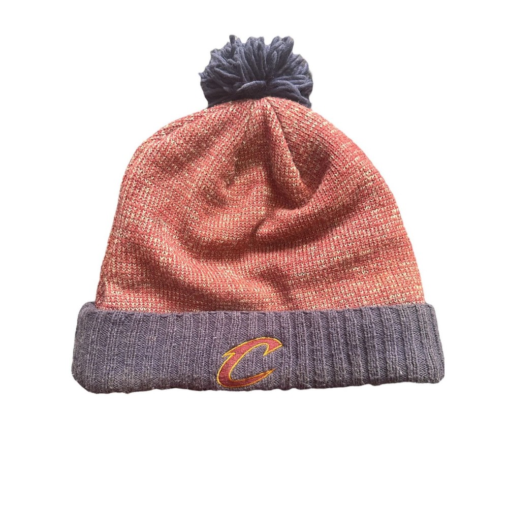 Vintage Cleveland Cavaliers Knit Beanie Pom Pom Wine & Gold Cavs Winter Hat